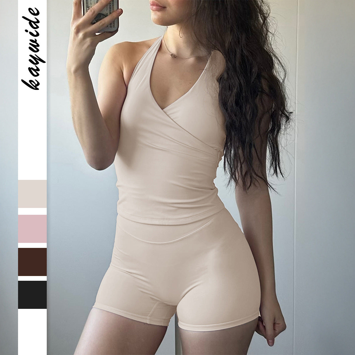 Sports Yoga Halter Tube Top and Shorts Two-Piece Set