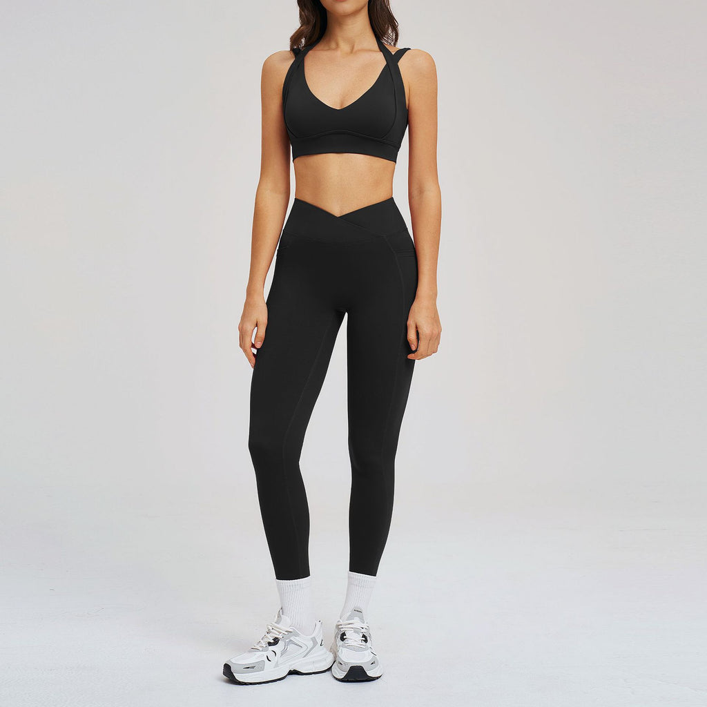 Bare Feel High-End Yoga Set, Fitted Backless Design, Fashionable Yoga Wear, Casual Running Sport Set