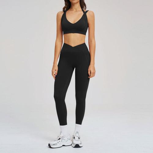 Bare Feel High-End Yoga Set, Fitted Backless Design, Fashionable Yoga Wear, Casual Running Sport Set