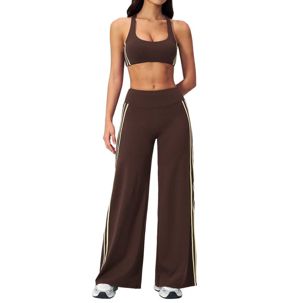 Nude-Feel Yoga Set for Women, Flowy 3D Back Design, High-Waisted Slimming Outdoor Fitness and Yoga Wear