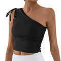 REVASTUDIO Single Shoulder Yoga Tank Top — Built-In Bra & Quick-Dry