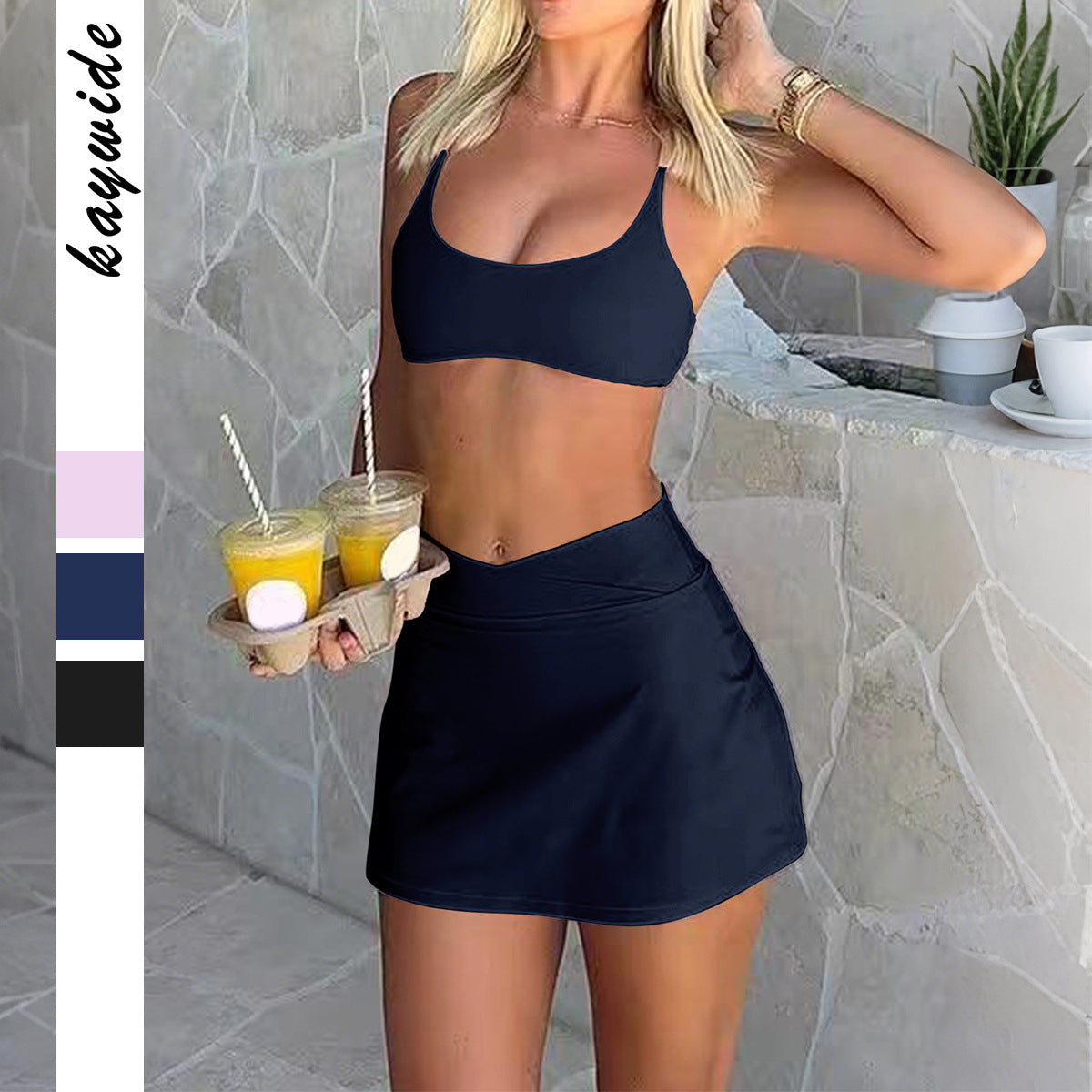 Yoga Strap Vest and Short Skirt Two-Piece Set for Women