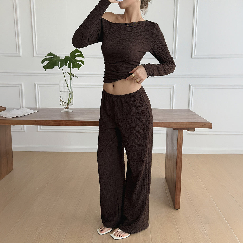 Yoga exercise T-shirt straight leg pants two-piece set