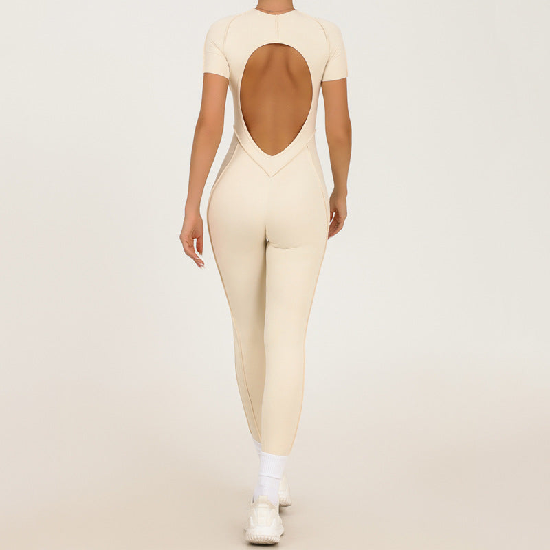 REVASTUDIO Backless One-Piece Yoga Suit — Tight Fit Sports Jumpsuit