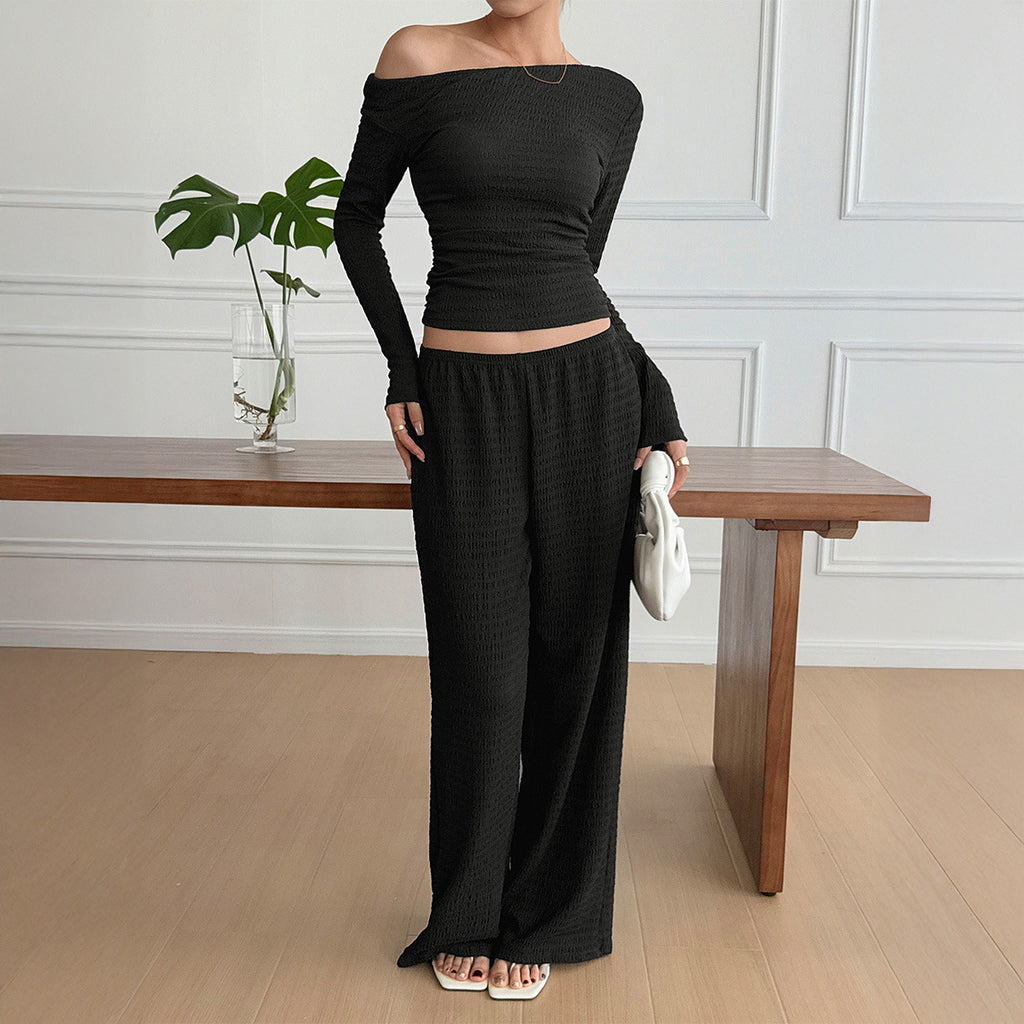 Yoga exercise T-shirt straight leg pants two-piece set