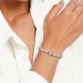 Jewelry  Stylish Zircon Bracelet with Large Full Zircon Stones, Platinum-Plated White Zircon, Rose Gold Plated Pink Zircon, Fashion Jewelry