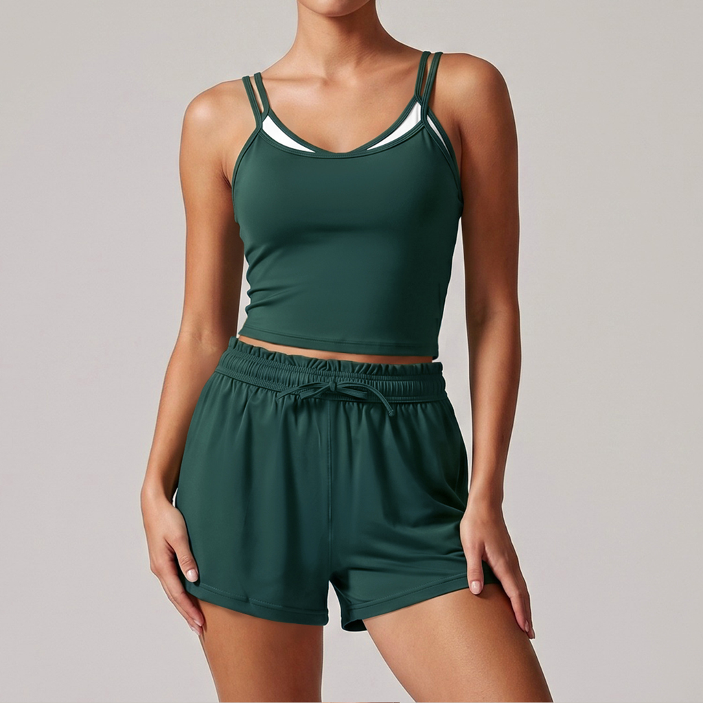 REVASTUDIO Bare-Feel Yoga Set — Strap Top & Shorts