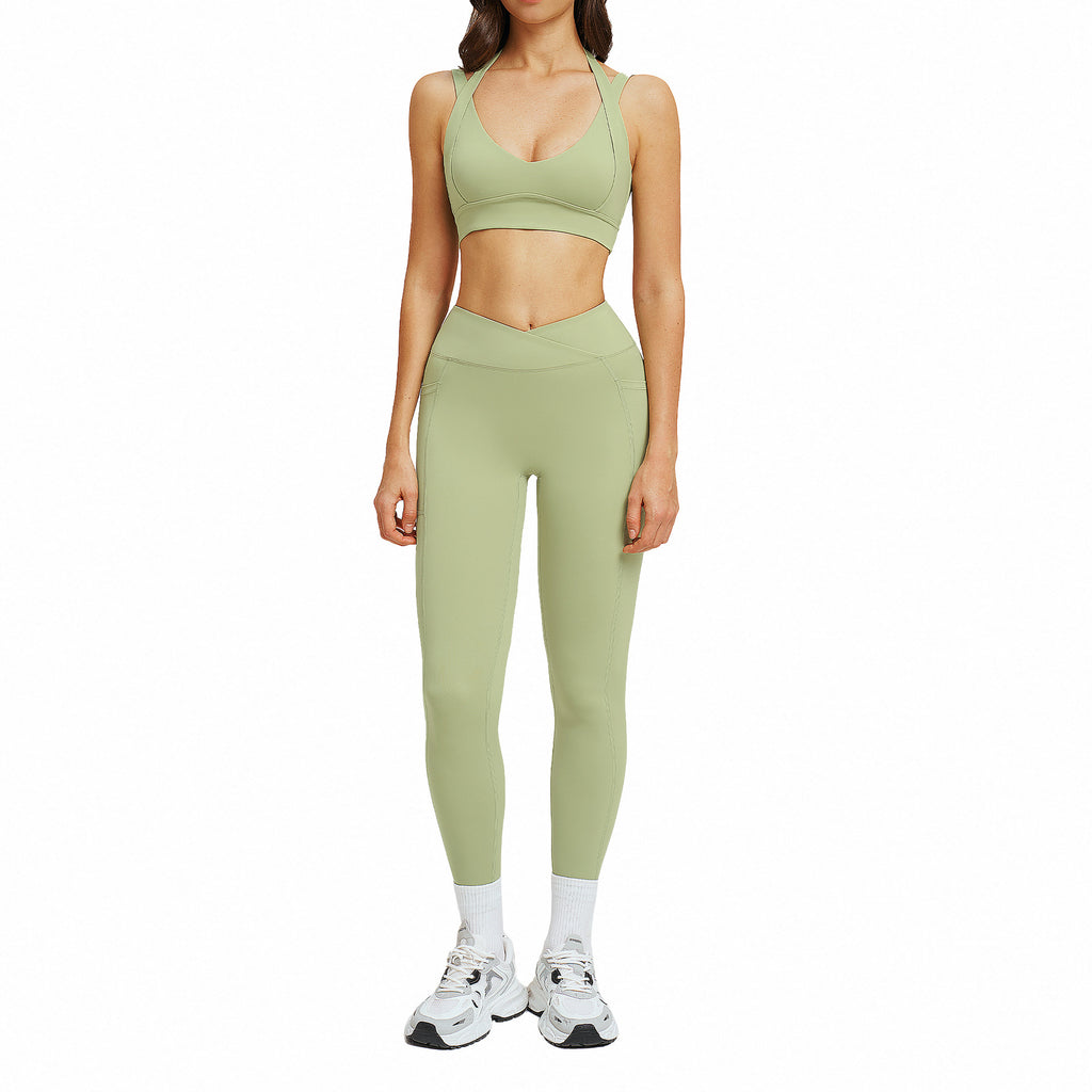 Bare Feel High-End Yoga Set, Fitted Backless Design, Fashionable Yoga Wear, Casual Running Sport Set