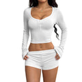 Yoga exercise long sleeved T-shirt shorts two-piece set
