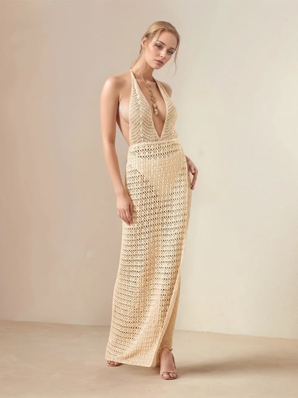 RevaStudio Halter Neck Cover-Up Dress