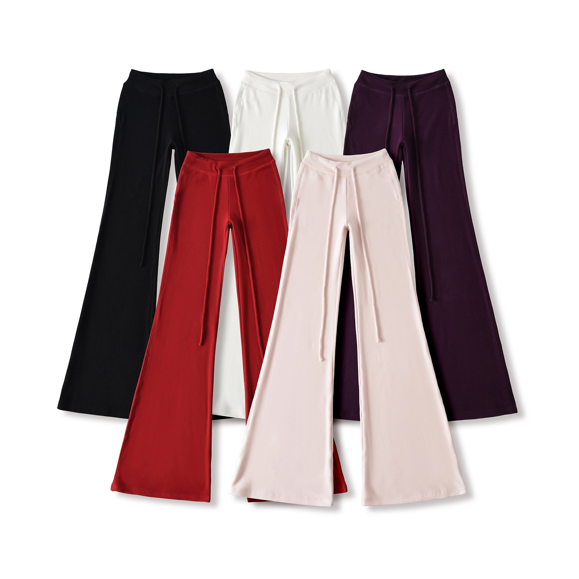 Drawstring yoga pants slim fit micro flared sports casual pants