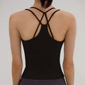 REVASTUDIO Cross-Back Yoga Tank Top — Built-In Pads & Thin Straps