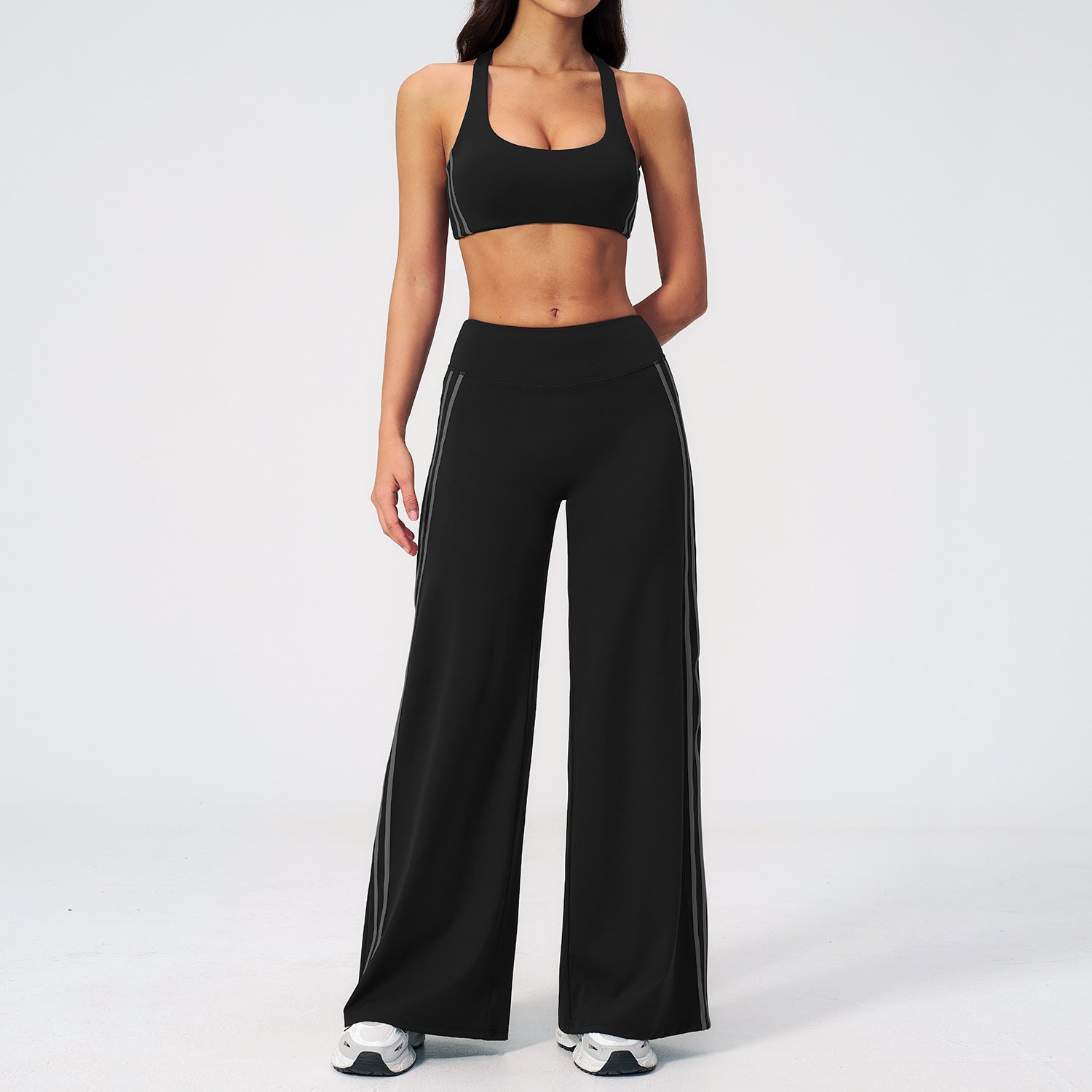 Nude-Feel Yoga Set for Women, Flowy 3D Back Design, High-Waisted Slimming Outdoor Fitness and Yoga Wear