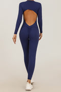 REVASTUDIO Zipper Long Sleeve Sheer Yoga Jumpsuit