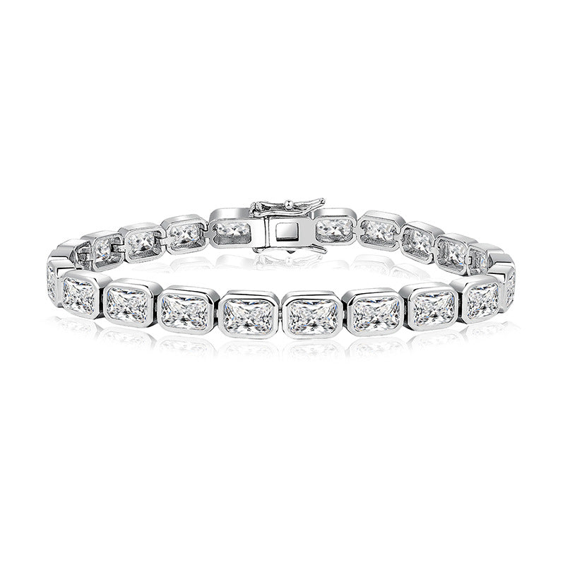 Jewelry  Stylish Zircon Bracelet with Large Full Zircon Stones, Platinum-Plated White Zircon, Rose Gold Plated Pink Zircon, Fashion Jewelry