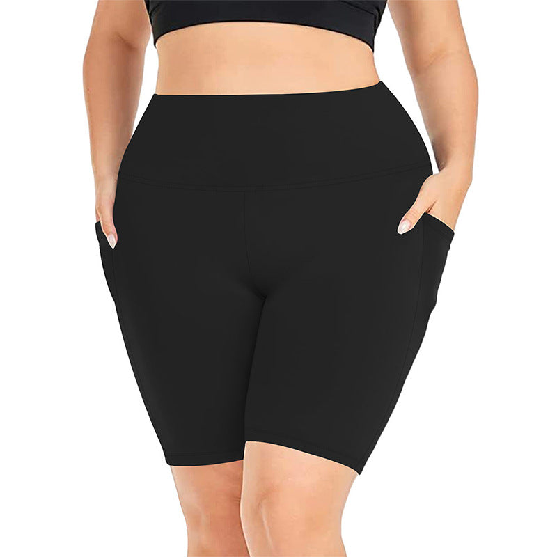 Pocket five quarter yoga shorts for women tight fitting high waisted yoga sports pants