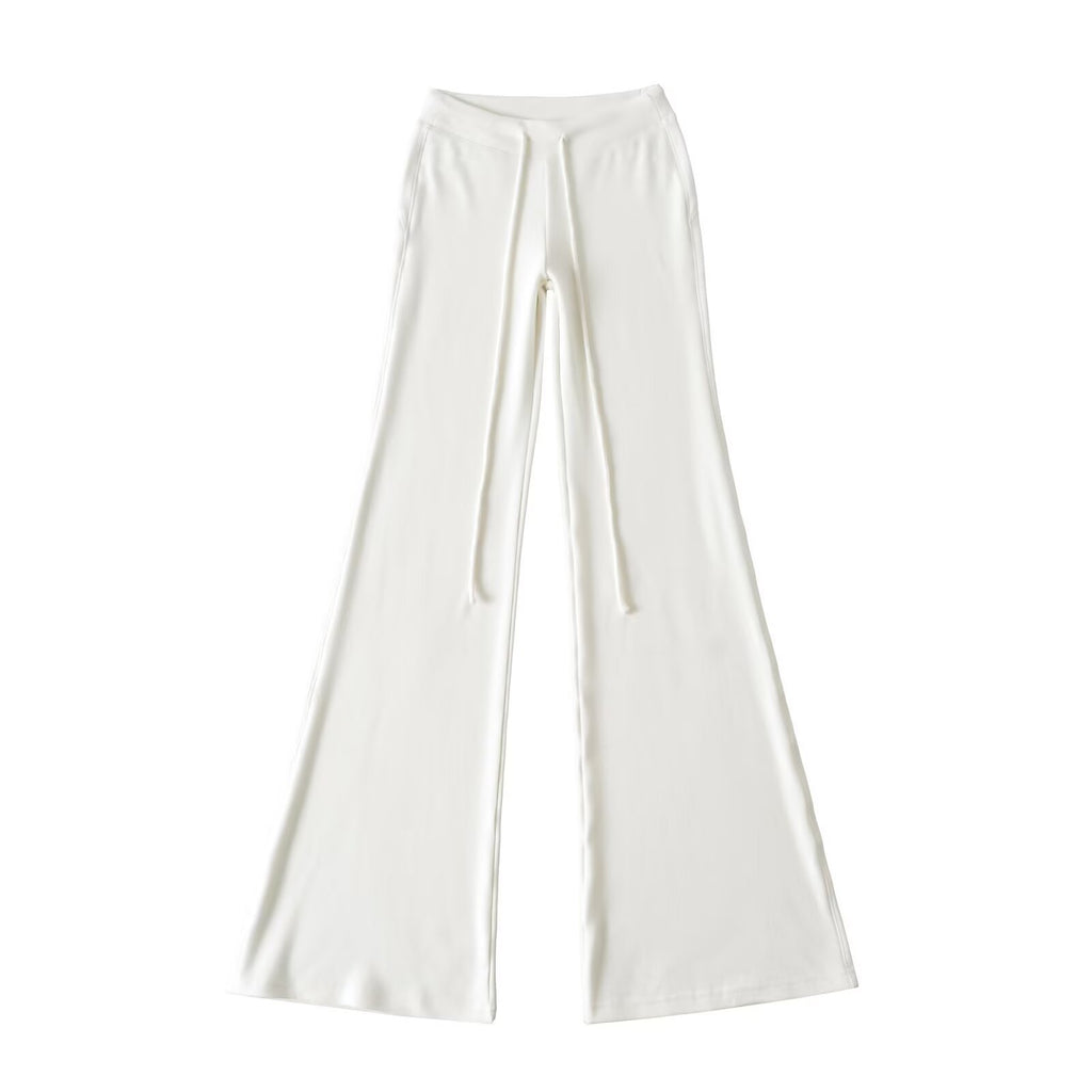 Drawstring yoga pants slim fit micro flared sports casual pants