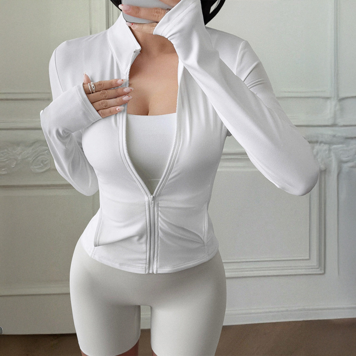 Casual yoga solid color long sleeved top jacket