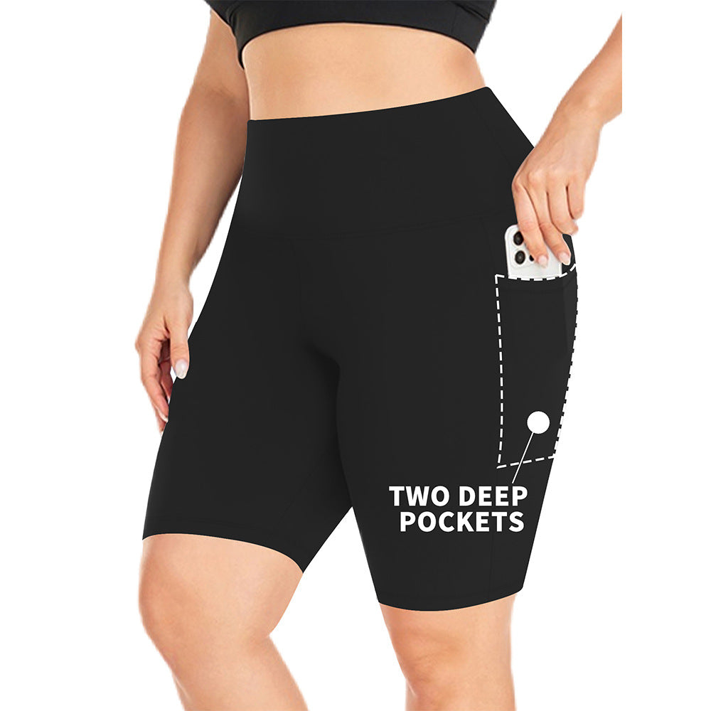 Pocket five quarter yoga shorts for women tight fitting high waisted yoga sports pants