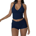 Sports Yoga Halter Tube Top and Shorts Two-Piece Set