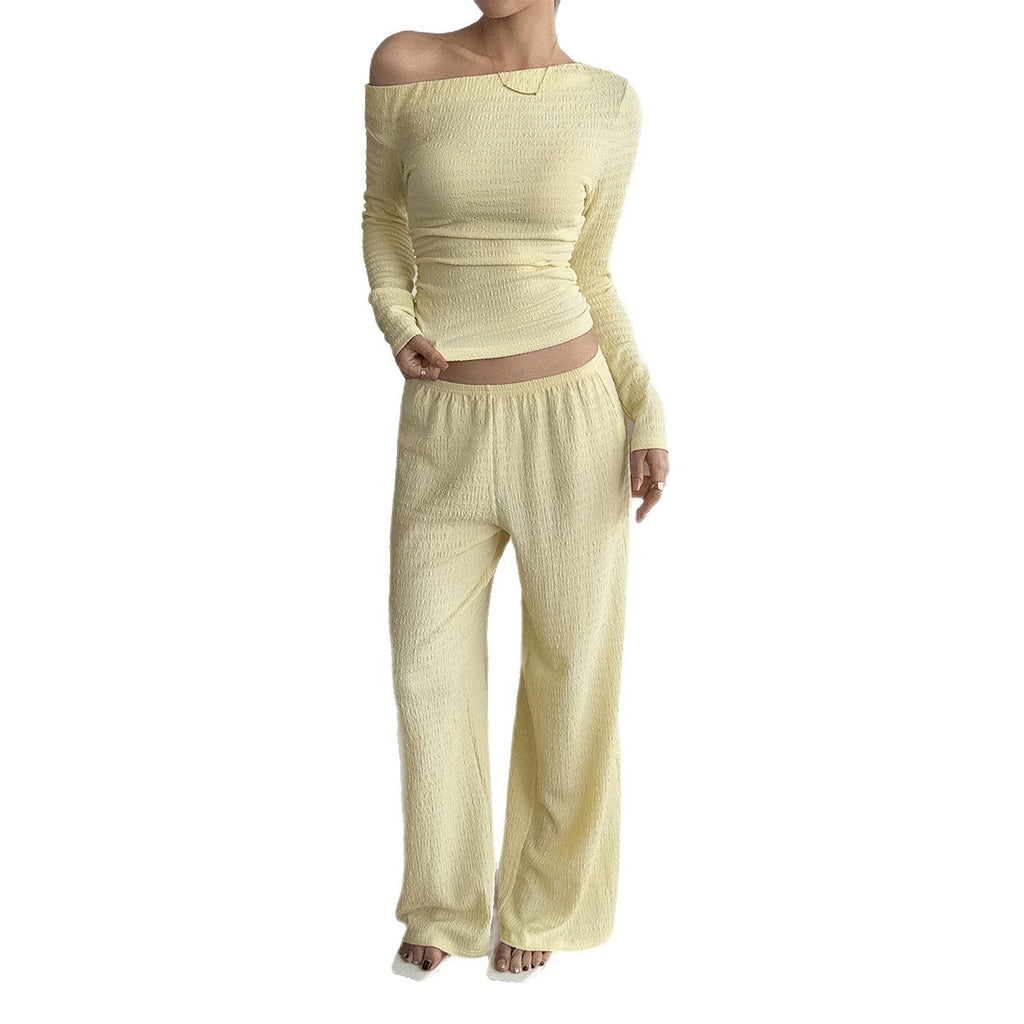 Yoga exercise T-shirt straight leg pants two-piece set