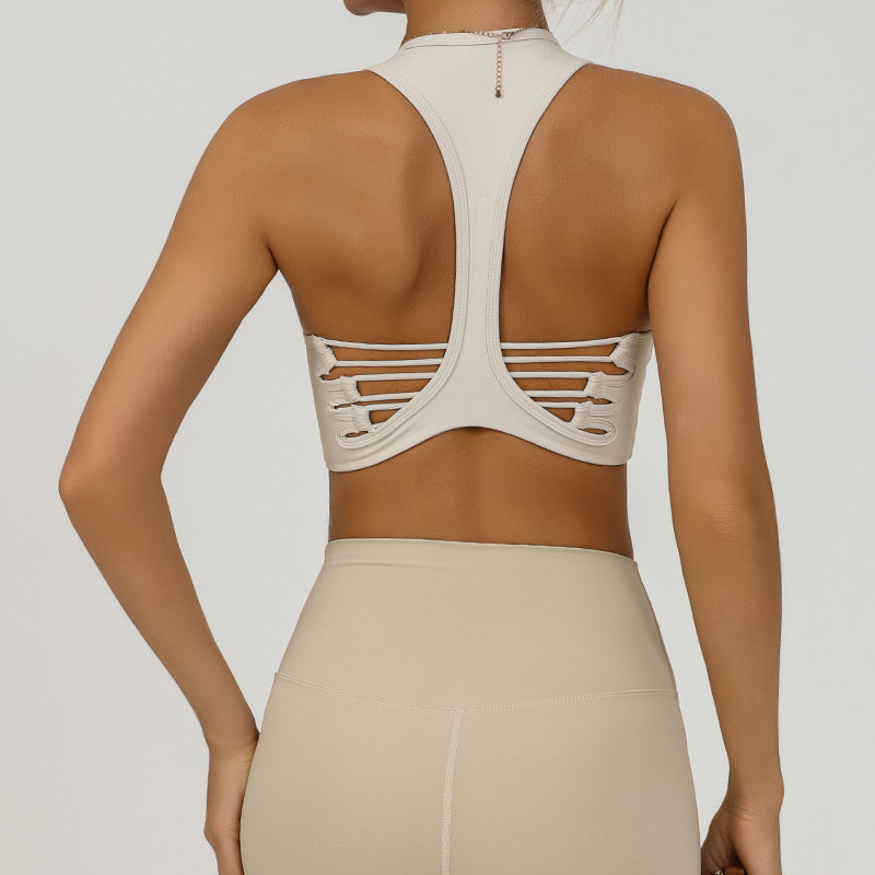 REVASTUDIO Backless Yoga Sports Bra — Quick-Dry Running & Dance Fitness Top