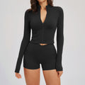 REVASTUDIO Bare-Feel Activewear Set — Long Sleeve Zipper Sport Outfit