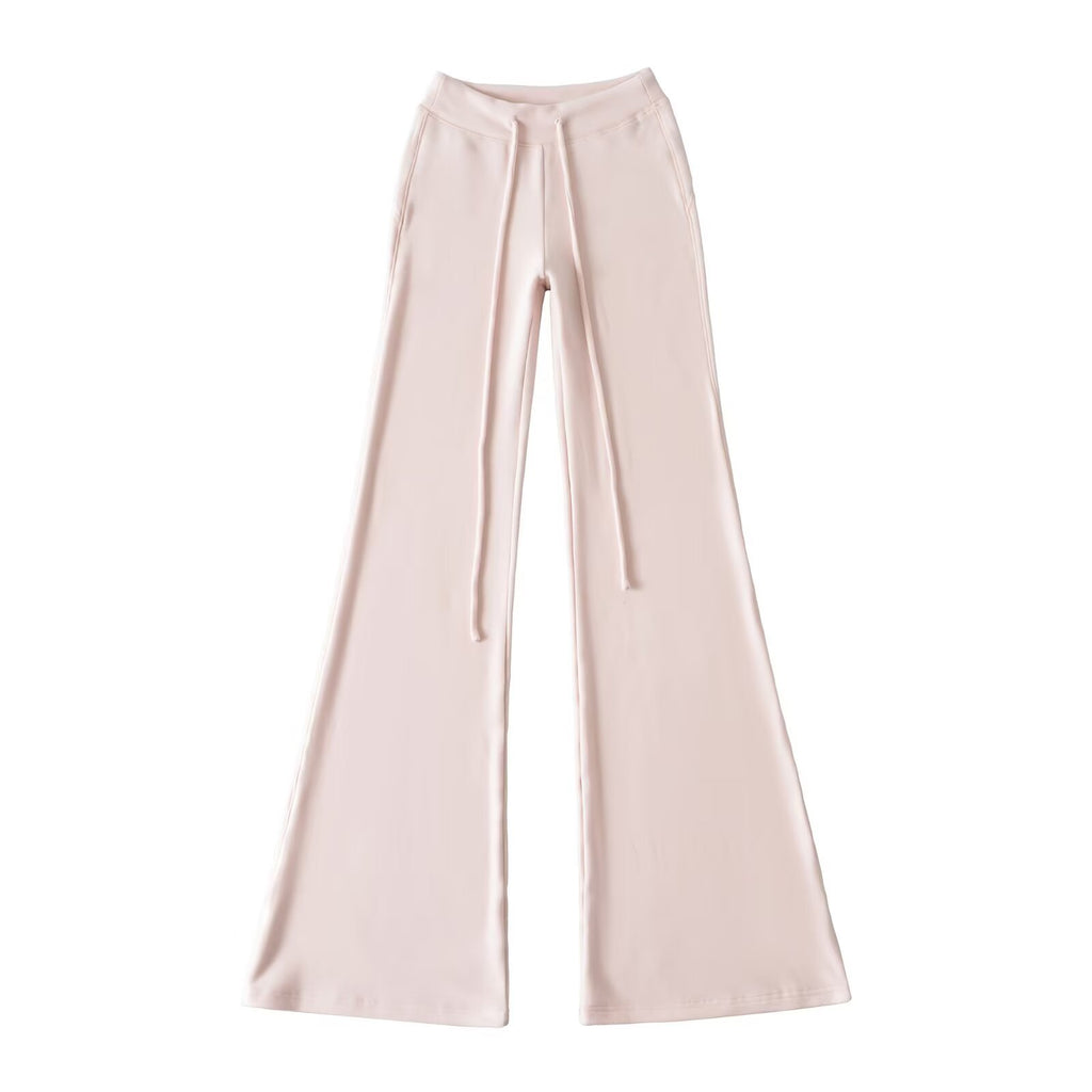 Drawstring yoga pants slim fit micro flared sports casual pants