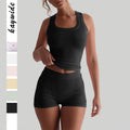 Sports Yoga Style Strapless Tank Top and Shorts Set for Women Summer