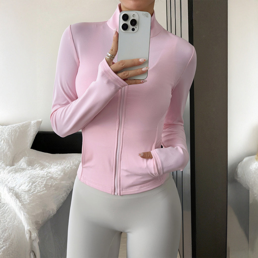Casual yoga solid color long sleeved top jacket