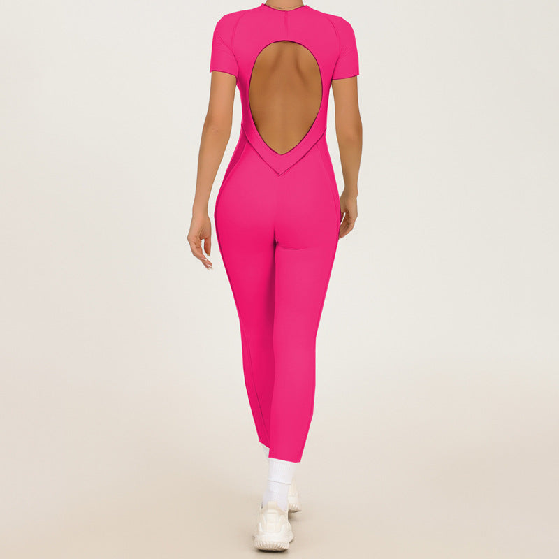 REVASTUDIO Backless One-Piece Yoga Suit — Tight Fit Sports Jumpsuit
