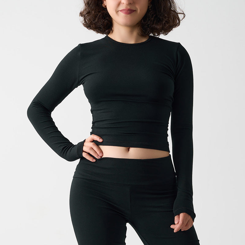 Cotton Jersey Long Sleeve T-Shirt for Home Wear and Yoga