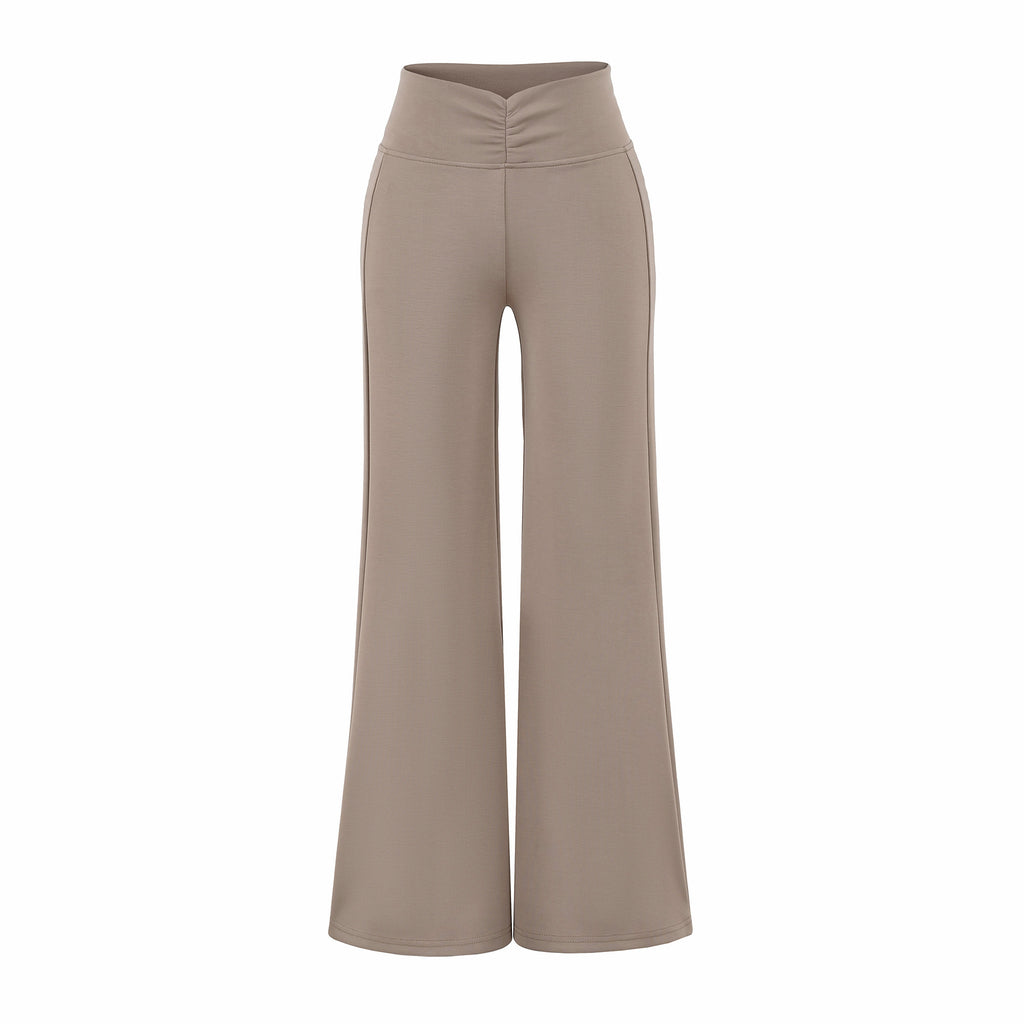 Lazy Drape Yoga Flared Casual Trousers for Women, Mid-Waist Stretch Cool Touch Yoga Pants