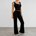 European and American yoga style sleeveless vest slightly flared pants set