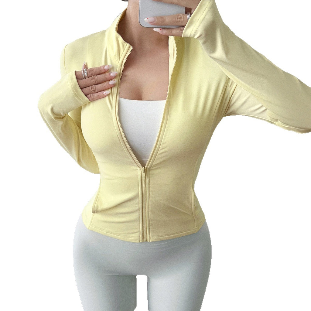 Casual yoga solid color long sleeved top jacket