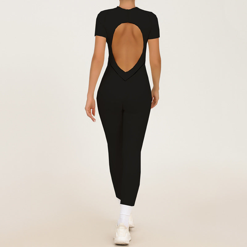 REVASTUDIO Backless One-Piece Yoga Suit — Tight Fit Sports Jumpsuit