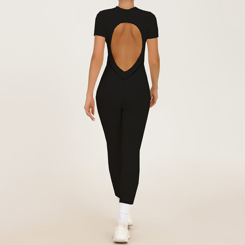REVASTUDIO Backless One-Piece Yoga Suit — Tight Fit Sports Jumpsuit